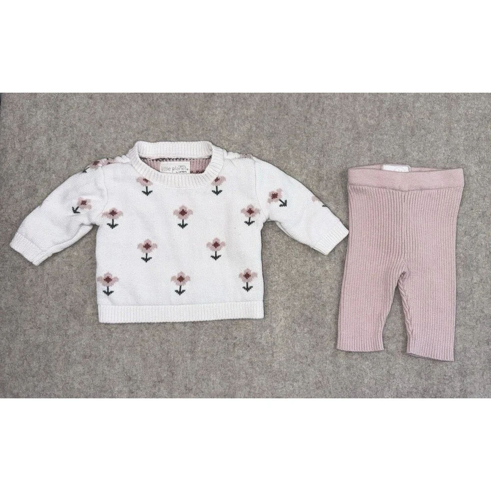 Little Planet By Carters Baby Girl Newborn 2 Piece Set Sweater Pants Adjustable